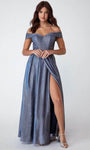 A-line Sweetheart Corset Natural Waistline Slit Fitted Pocketed Floor Length Off the Shoulder Evening Dress