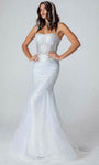 Sweetheart Sleeveless Mermaid Mesh Fitted Glittering Open-Back Corset Natural Waistline Evening Dress with a Brush/Sweep Train