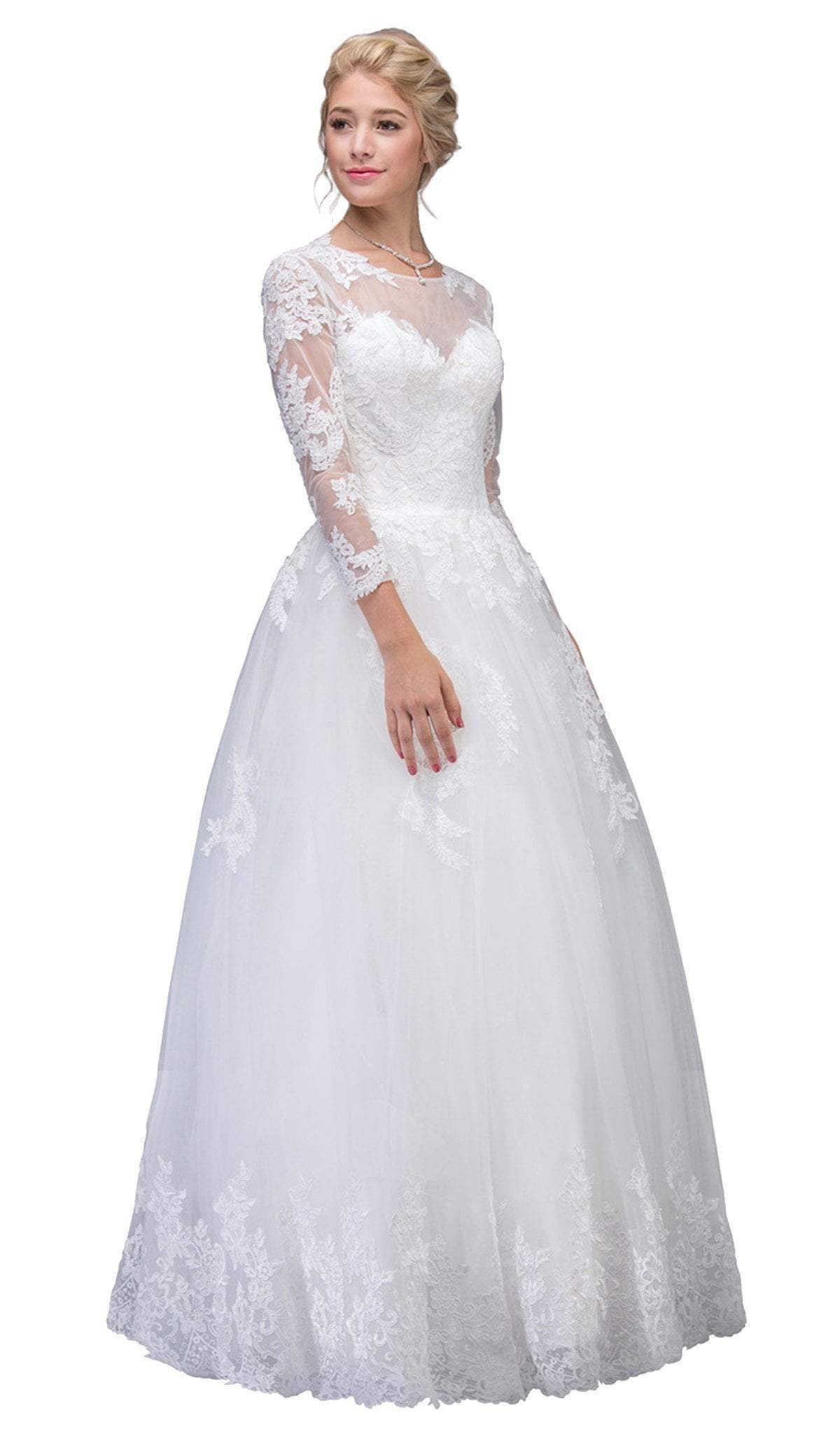 Eureka Fashion Bridal - Lace Long Sleeve Wedding Evening Gown
