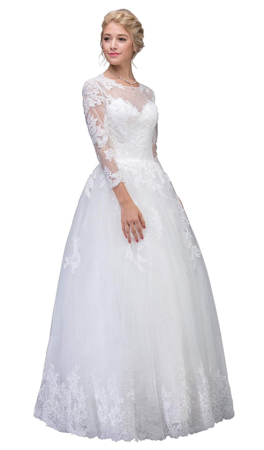 Mori Lee Bridal - 2142 Suzanne Plunged V-Neck Chantilly Lace Net