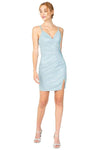 V-neck Cocktail Short Slit Fitted Glittering Wrap Sheath Sleeveless Jersey Natural Waistline Sheath Dress