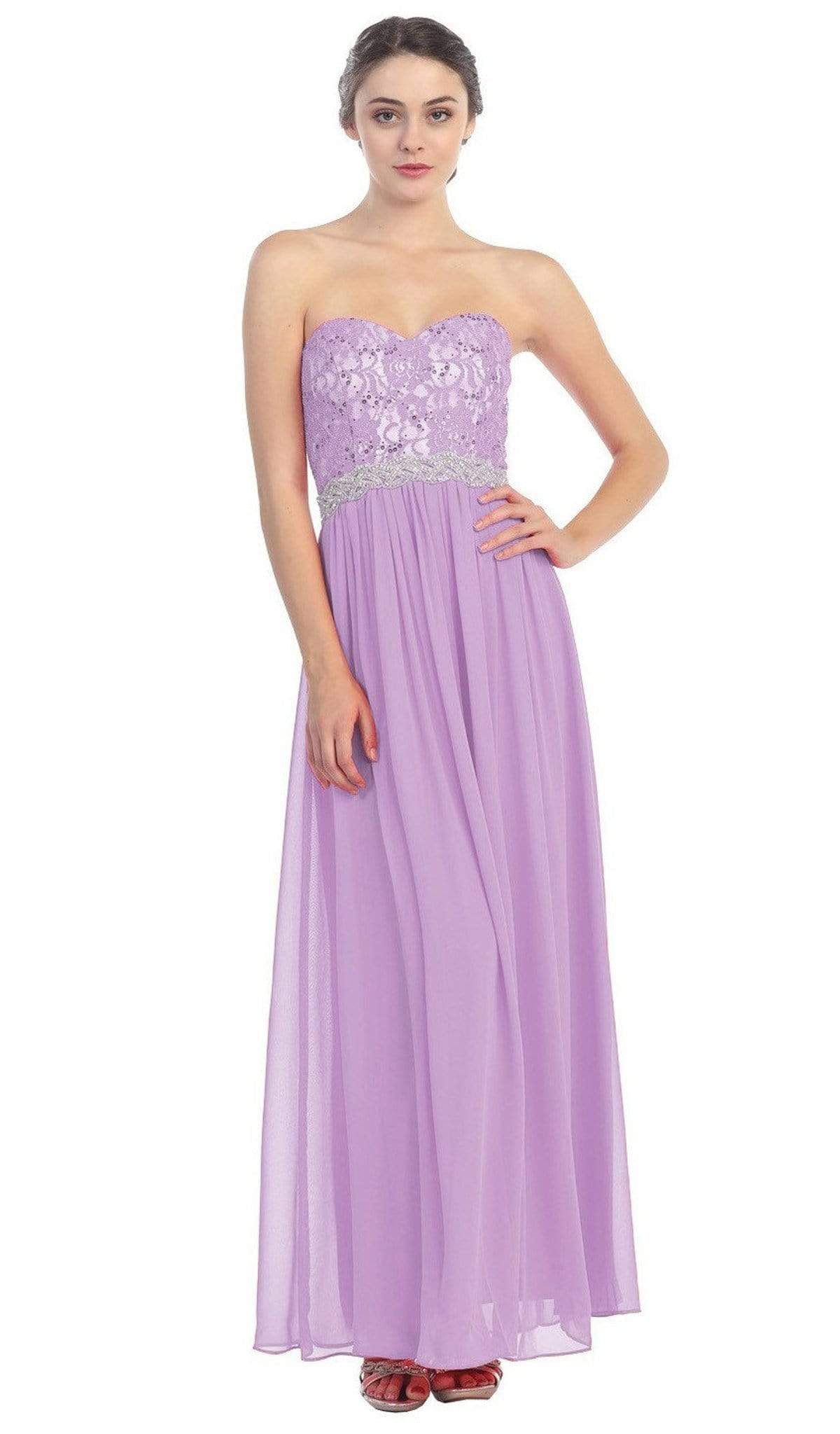 Eureka Fashion - Strapless Sequined Lace Bodice A-Line Gown
