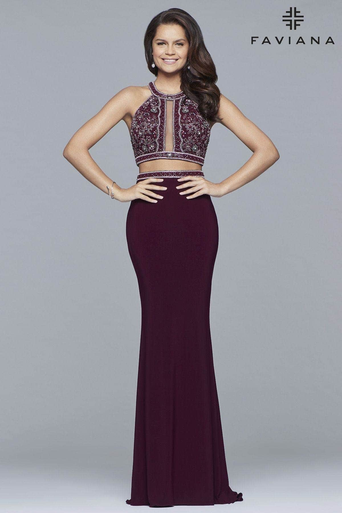 Faviana - 10019 Beaded Top Two-Piece Evening Gown
