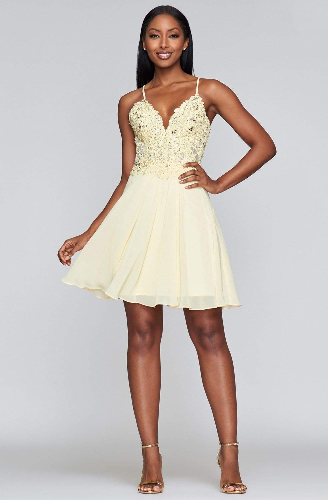 Faviana - 10151 Embellished Chiffon A-line Cocktail Dress
