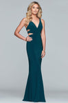 V-neck Floor Length Sheath Cutout Sheath Dress/Evening Dress/Prom Dress