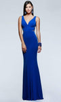V-neck Floor Length Sheath Cutout Sheath Dress/Evening Dress/Prom Dress