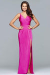 Sexy Sophisticated V-neck Sleeveless Spaghetti Strap Sheath Natural Waistline Asymmetric Pleated Slit Ruched Sheath Dress/Evening Dress