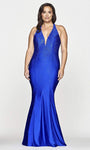 V-neck Fit-and-Flare Mermaid Natural Waistline Floor Length Halter Plunging Neck Sleeveless Spaghetti Strap Sheer Beaded Cutout Fitted Evening Dress with a Brush/Sweep Train With Rhinestones