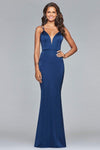 Sophisticated V-neck Floor Length Spaghetti Strap Plunging Neck Natural Waistline Sheath Sheer Lace-Up Satin Sheath Dress