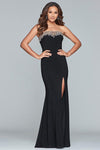 Strapless Straight Neck Natural Waistline Beaded Back Zipper Open-Back Slit Fitted Floor Length Sheath Sheath Dress/Evening Dress/Party Dress with a Brush/Sweep Train