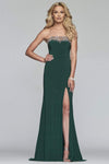 Strapless Floor Length Straight Neck Sheath Open-Back Back Zipper Slit Beaded Fitted Natural Waistline Sheath Dress/Evening Dress/Party Dress with a Brush/Sweep Train