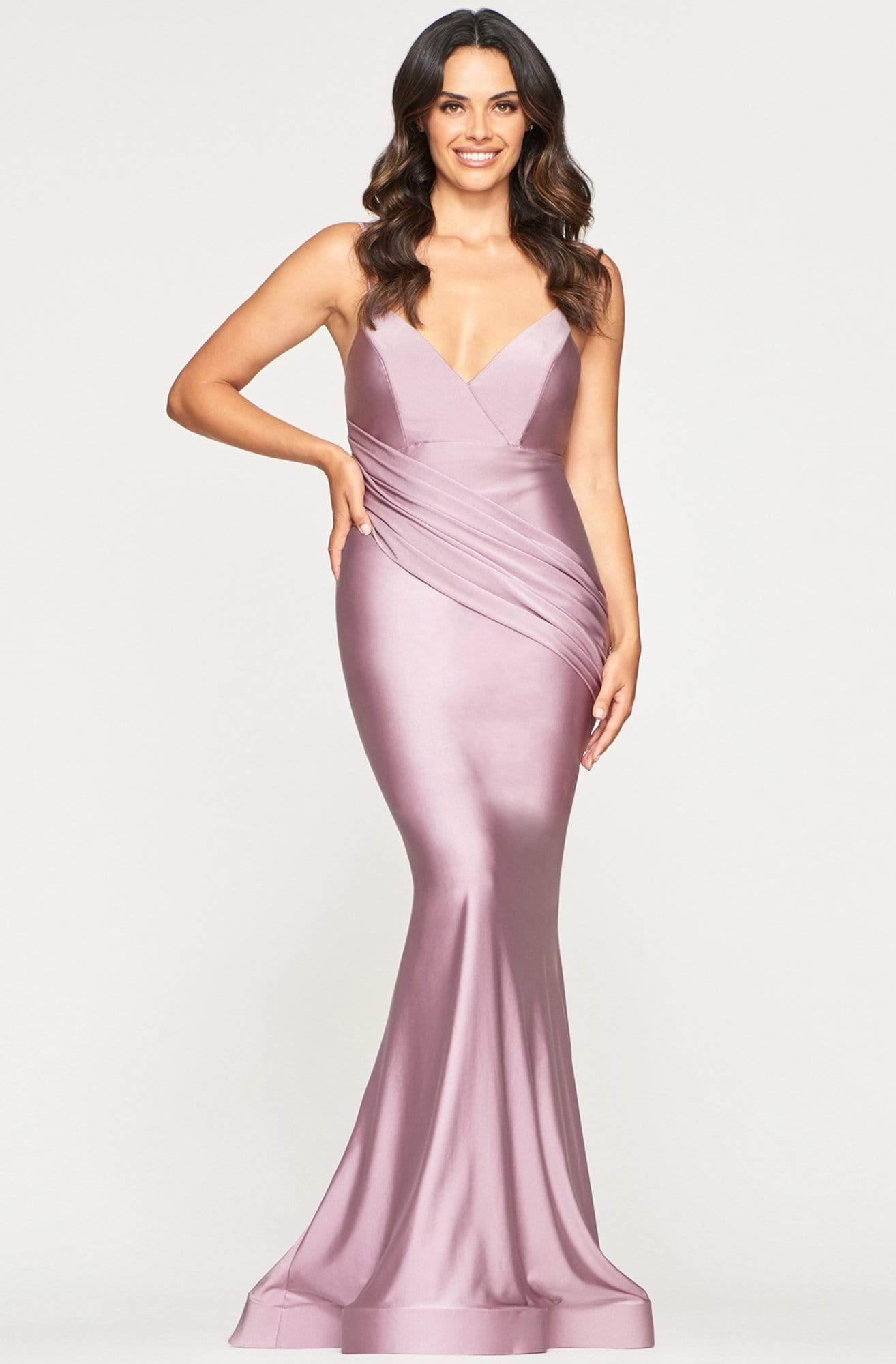 Faviana - S10212 Sleek Plunging V-neck Trumpet Dress
