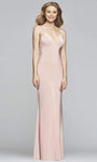 V-neck Sleeveless Spaghetti Strap Corset Empire Waistline Sheath Back Zipper Notched Collar Sheath Dress/Evening Dress