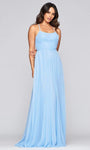 A-line Full-Skirt Empire Waistline Halter Back Zipper Slit Open-Back Chiffon Sleeveless Floor Length Evening Dress