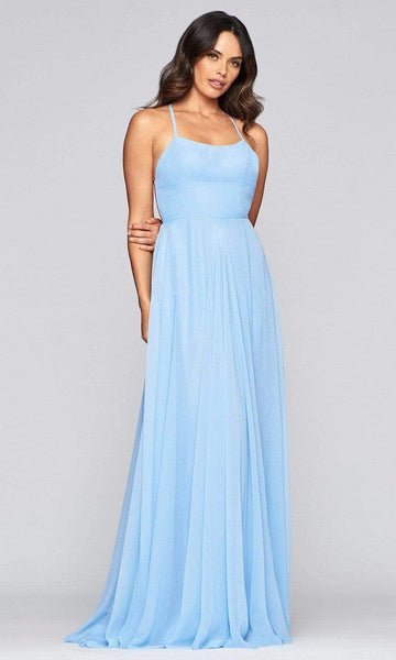 A-line Floor Length Empire Waistline Back Zipper Slit Open-Back Chiffon Halter Sleeveless Full-Skirt Evening Dress