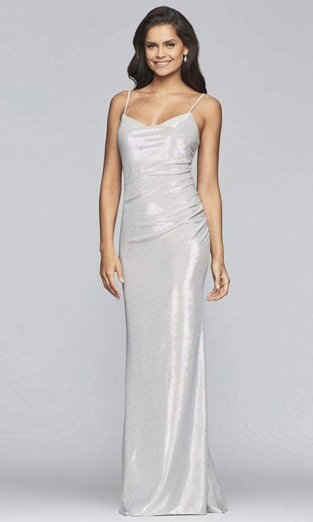 Faviana - S10256 Cowl Neck Metallic Jersey Sheath Dress