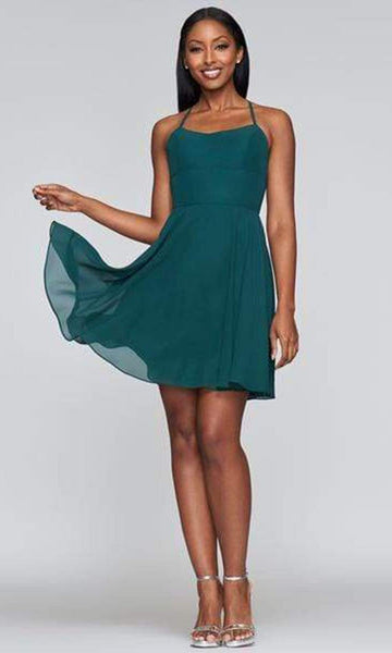 Sophisticated A-line Fitted Pocketed Empire Waistline Chiffon Cocktail Short Halter Sleeveless Party Dress