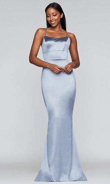 Satin Straight Neck Mermaid Backless Lace-Up Back Zipper Spaghetti Strap Empire Waistline Dress with a Brush/Sweep Train