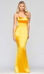 Satin Spaghetti Strap Backless Lace-Up Back Zipper Mermaid Empire Waistline Straight Neck Dress with a Brush/Sweep Train