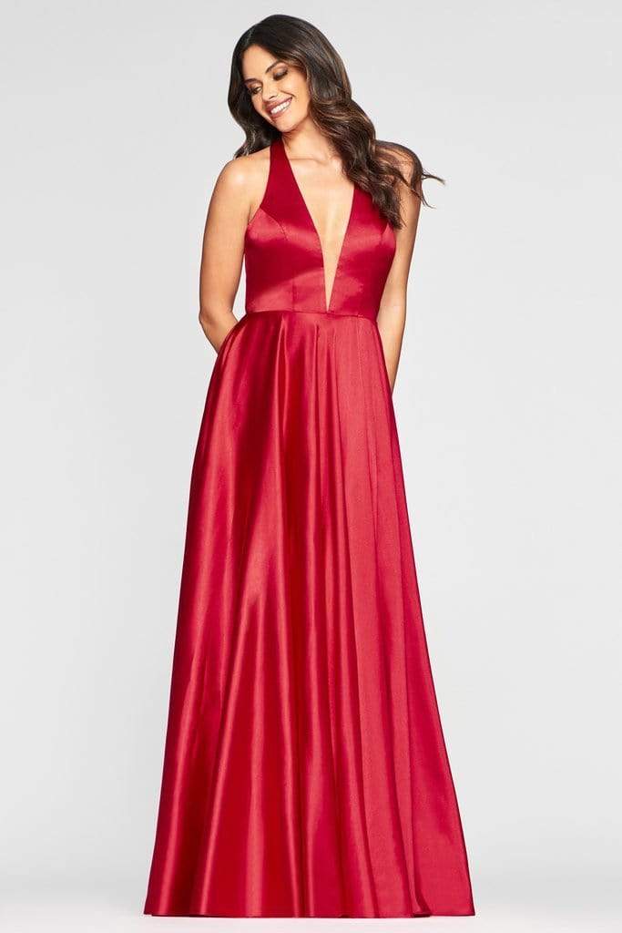 Faviana - S10403 Deep V-neck Charmeuse A-line Gown
