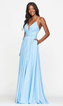 Sophisticated A-line V-neck Slit Lace-Up Sheer Hidden Back Zipper Illusion Mesh Beaded Ruched Pocketed Sleeveless Spaghetti Strap Plunging Neck Natural Waistline Evening Dress