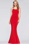 Sophisticated Floor Length Open-Back Fitted Scoop Neck Sheath Mermaid Empire Princess Seams Waistline Spaghetti Strap Sheath Dress with a Brush/Sweep Train