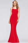 Sophisticated Floor Length Open-Back Fitted Scoop Neck Spaghetti Strap Empire Princess Seams Waistline Sheath Mermaid Sheath Dress with a Brush/Sweep Train