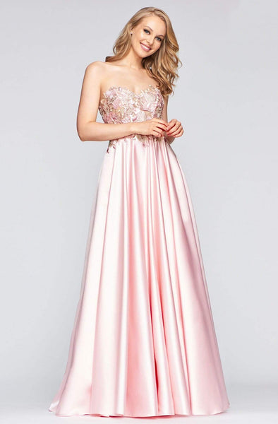 A-line Strapless Sweetheart Corset Natural Waistline Sheer Lace-Up Evening Dress