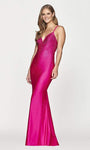 V-neck Floor Length Jeweled Cutout Back Zipper Mermaid Charmeuse Sleeveless Spaghetti Strap Natural Waistline Fall Dress