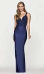 V-neck Sleeveless Sheath Natural Waistline Back Zipper Cutout Sheath Dress with a Brush/Sweep Train