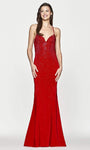 Spaghetti Strap Sweetheart Natural Waistline Open-Back Beaded Mermaid Dress with a Brush/Sweep Train