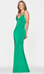 V-neck Empire Waistline Mermaid Floor Length Spaghetti Strap Lace-Up Dress