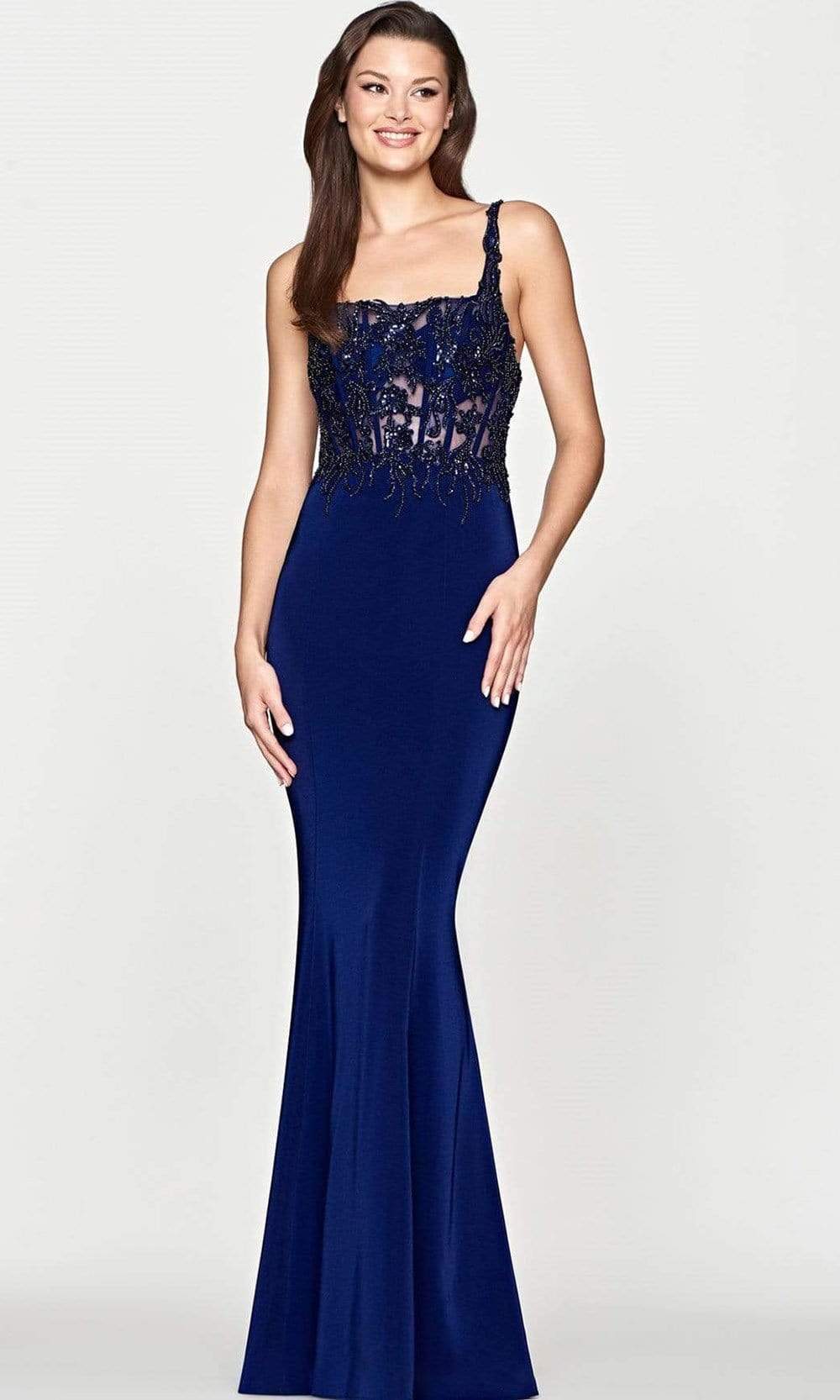 Faviana - S10675 Corseted Square Neck Fit Gown
