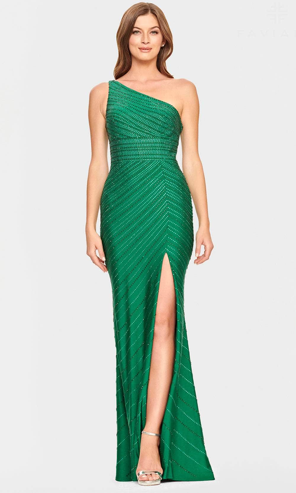 Faviana S10805 - Beaded One Shoulder Evening Gown
