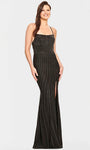 Charmeuse Sheath Scoop Neck Natural Waistline Spaghetti Strap Floor Length Open-Back Slit Lace-Up Beaded Fitted Sheath Dress/Evening Dress with a Brush/Sweep Train With Rhinestones