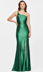 Sexy Floor Length Satin Slit Back Zipper Open-Back Asymmetric Sheath Sleeveless Natural Princess Seams Waistline Sheath Dress/Evening Dress/Party Dress with a Brush/Sweep Train