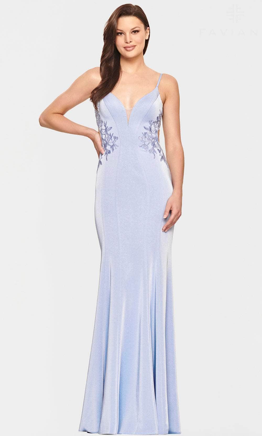 Faviana S10815 - Lace Applique Cutout Evening Gown
