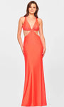 V-neck Strapless Floor Length Charmeuse Natural Waistline Sleeveless Plunging Neck Open-Back Ruched Slit Cutout Sheath Sheath Dress/Evening Dress with a Brush/Sweep Train