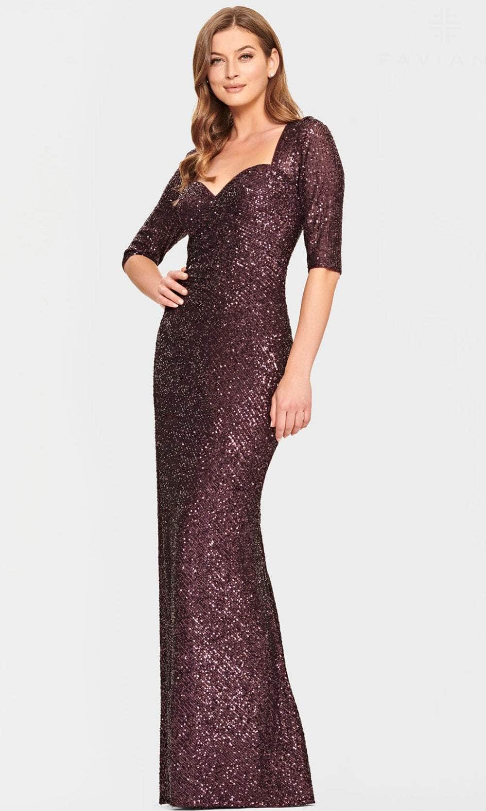 Faviana S10861E - Sweetheart Neckline Sequin Evening Gown
