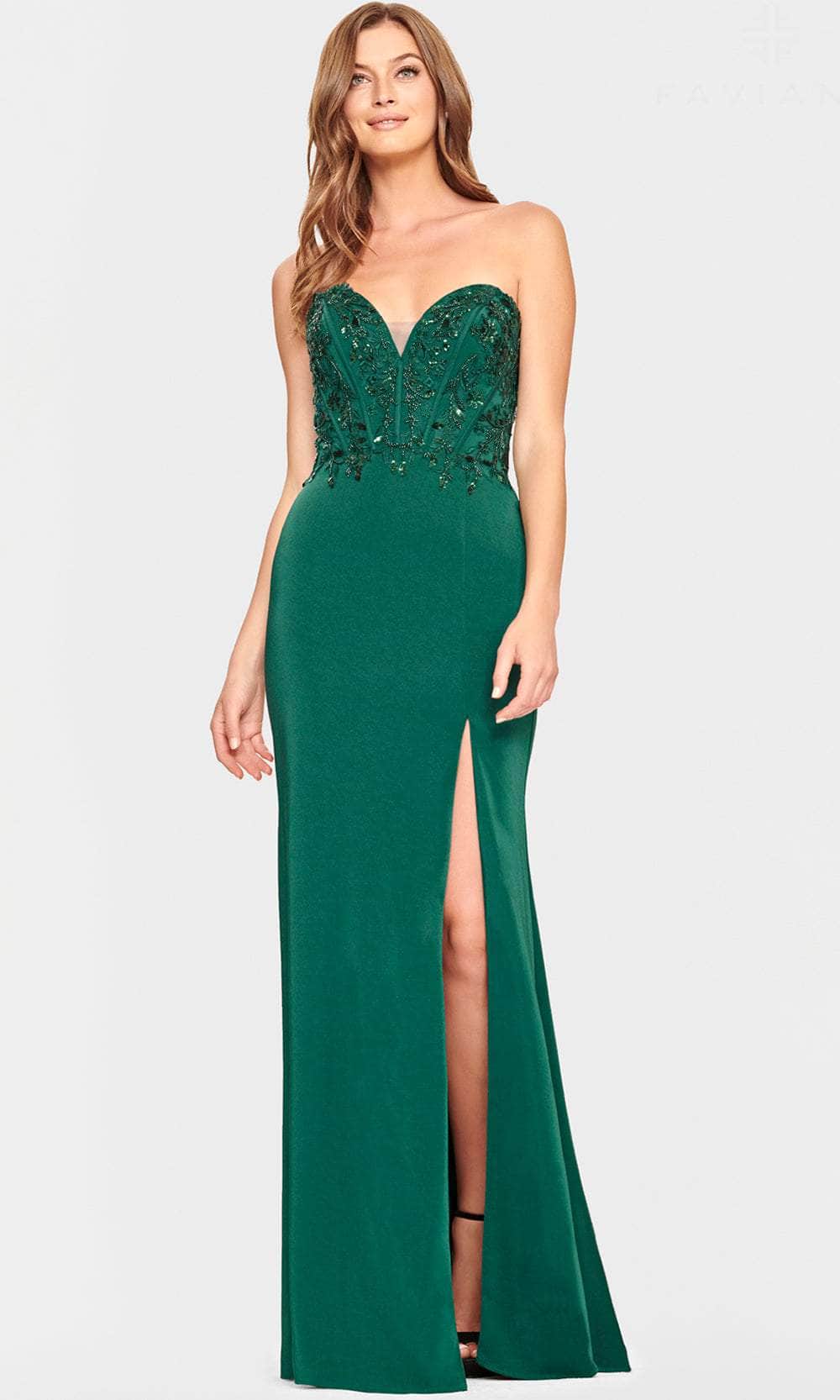 Faviana S10865 - Sequin Embellished Satin Prom Dress
