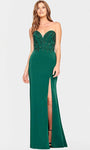 Sophisticated Strapless Applique Sheer Sequined Open-Back Fitted Slit Back Zipper Mermaid Sweetheart Floor Length Corset Natural Waistline Evening Dress/Prom Dress