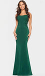 Mermaid Natural Waistline Sleeveless Spaghetti Strap Floor Length Embroidered Sheer Back Applique Scoop Neck Evening Dress