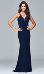 V-neck Fit-and-Flare Sweetheart Fitted Applique Evening Dress