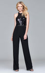 S8010 Long Jersey Jumpsuit With Sequin Bodice