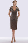 V-neck Cocktail Above the Knee Pencil-Skirt Natural Princess Seams Waistline Pocketed Sheath Short Sleeves Sleeves Collared Sheath Dress
