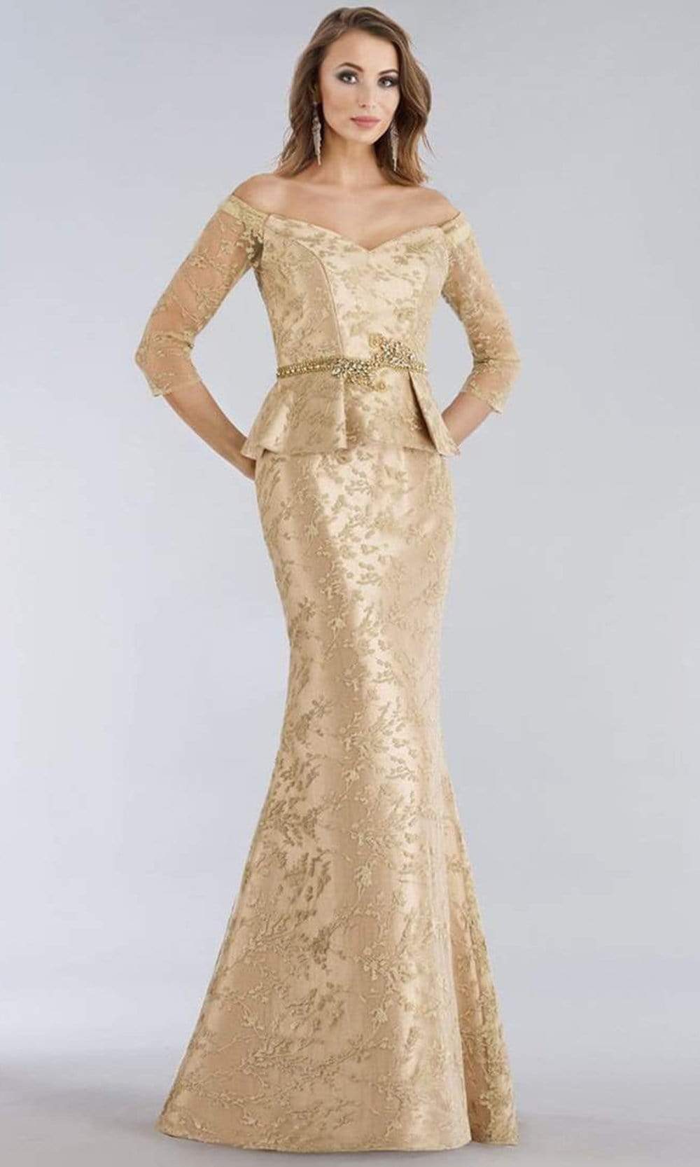 Feriani Couture - 18965 Lace Off-Shoulder Trumpet Dress
