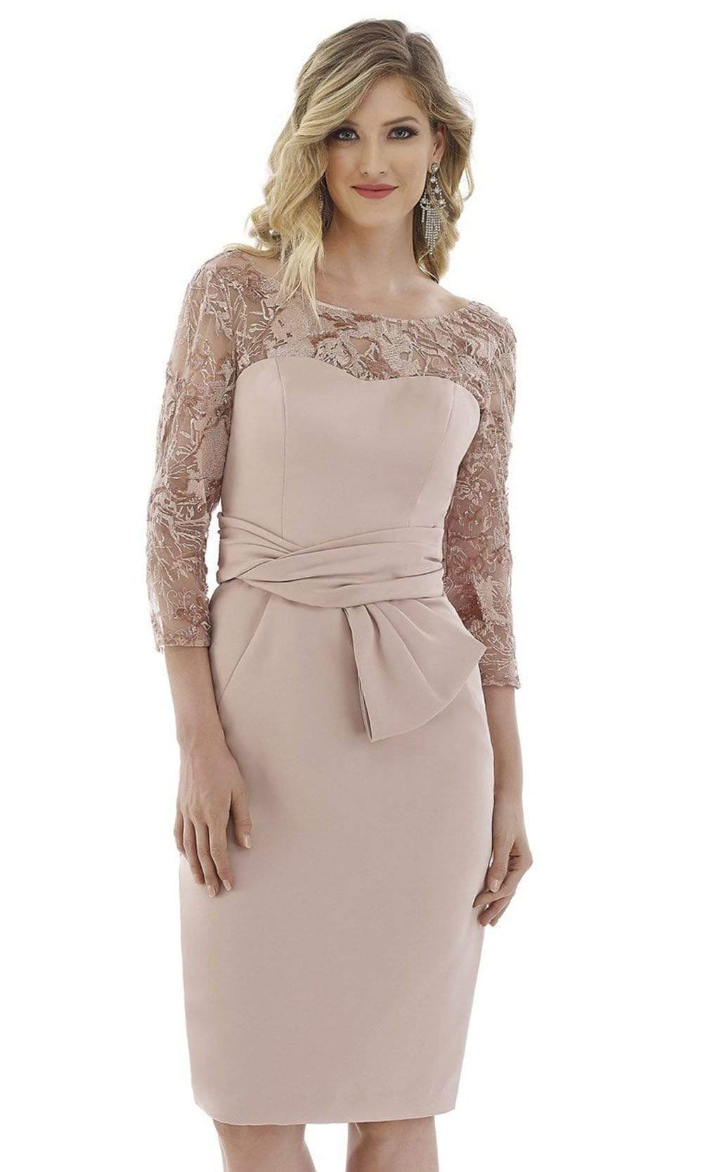 Feriani Couture - 20108 Lace Quarter Length Sleeve Fitted Dress
