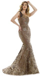 Tall 2012 Natural Waistline Fit-and-Flare Mermaid Sheer Belted Fitted Sequined Beaded Asymmetric Illusion Embroidered Sweetheart Metallic One Shoulder Sleeveless Evening Dress with a Brush/Sweep Train