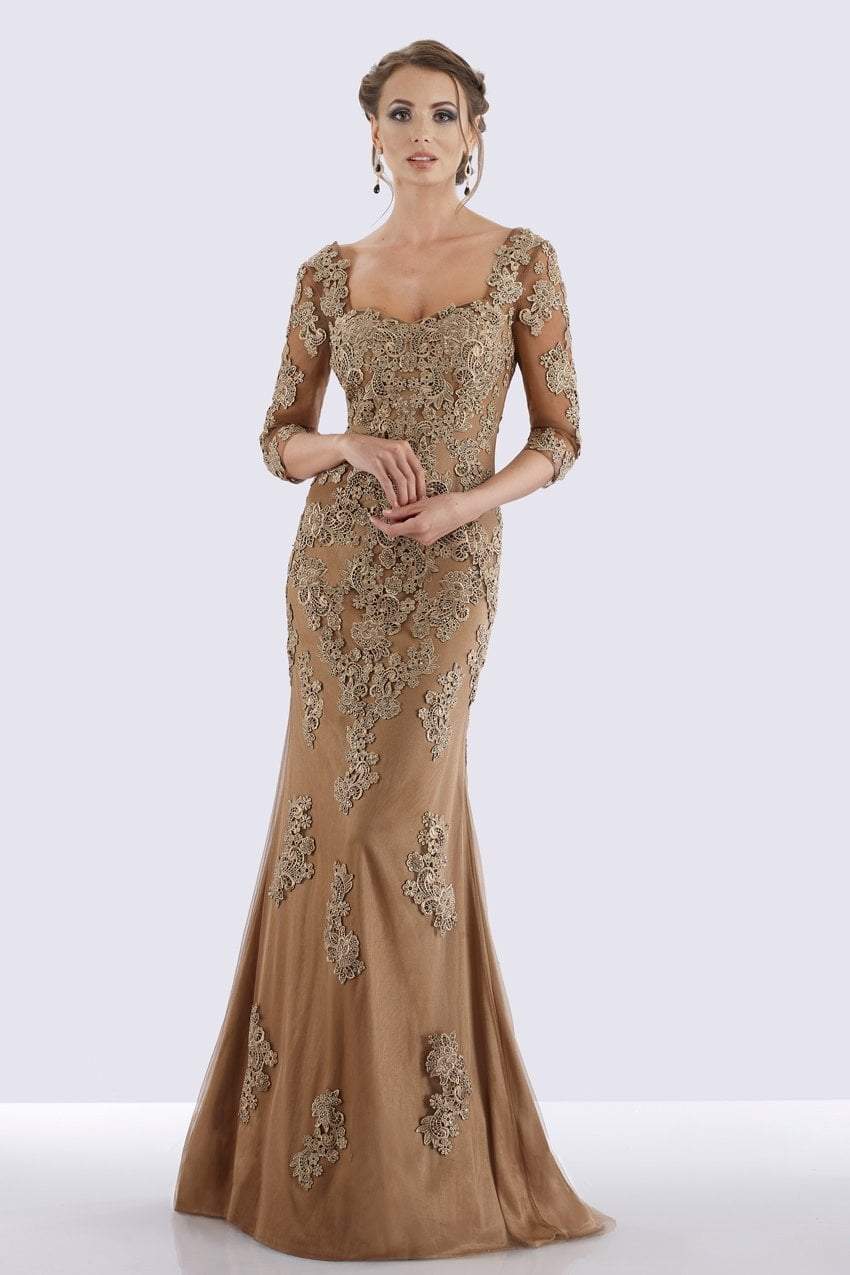 Feriani Couture - 26271 Quarter Length Sleeve Lace Sheath Gown
