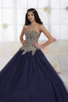 Strapless Floor Length Sweetheart Corset Dropped Waistline Tiered Lace-Up Applique Dress With Rhinestones